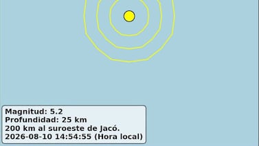 Temblor de magnitud 5,2 sacude Puntarenas