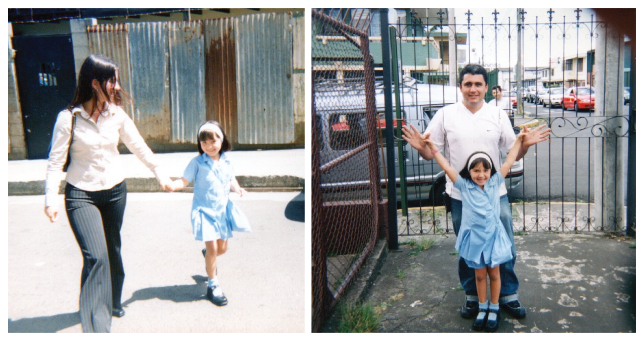 María José Durán, primera tica que cursa un doctorado en Bioingeniería en MIT, de niña con su mamá y su papá