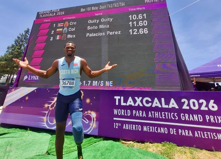 Sherman Guity
World Para Athletics Grand Prix Tlaxcala 2026,
100 metros planos, iguala récord mundual con 10.61
24 de julio del 2026
Fotografía:: Comité Paralímpico Nacional