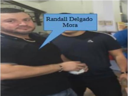 Randall Delgado Mora, alias Mr. Músculo (izquierda de camiseta negra), según la investigación del Caso Riverside, es uno de los hombres de confianza de Alejandro Arias Monge, alias Diablo y mantenía vínculo directo con Pecho de Rata.