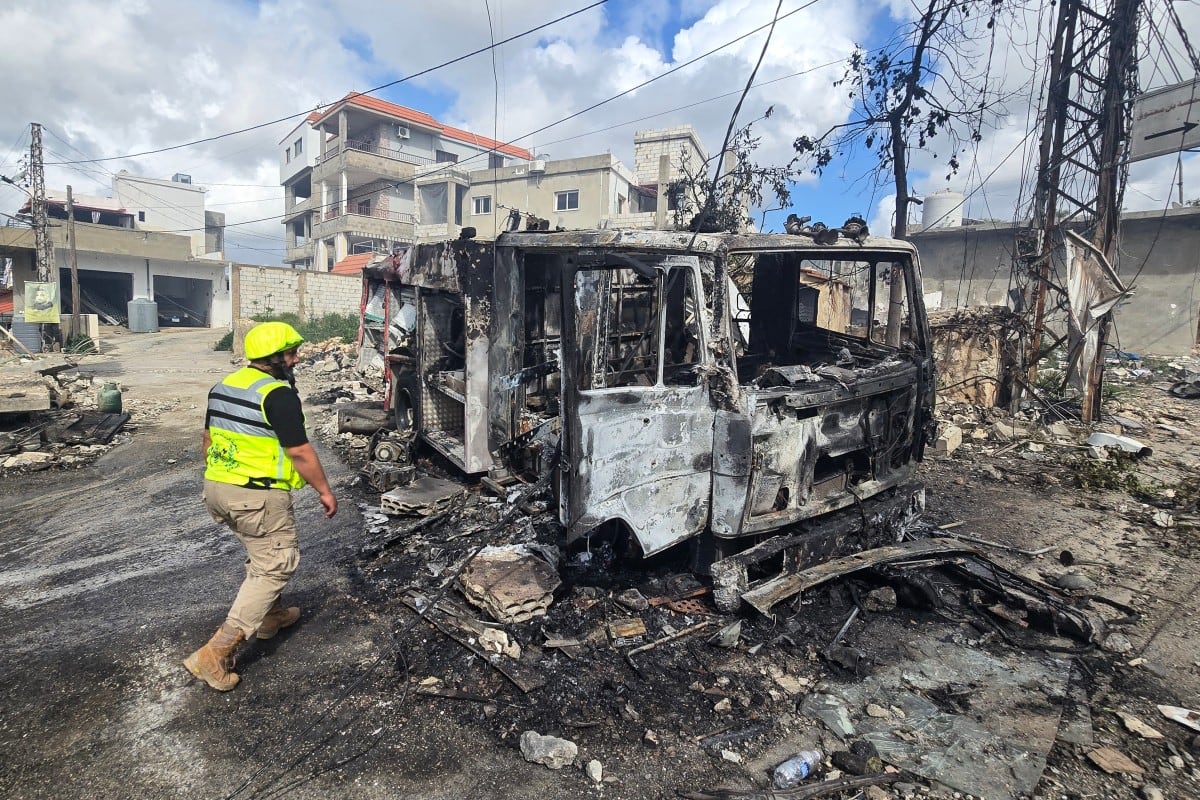 Un bombardeo de Israel cerca de Tiro, Líbano.