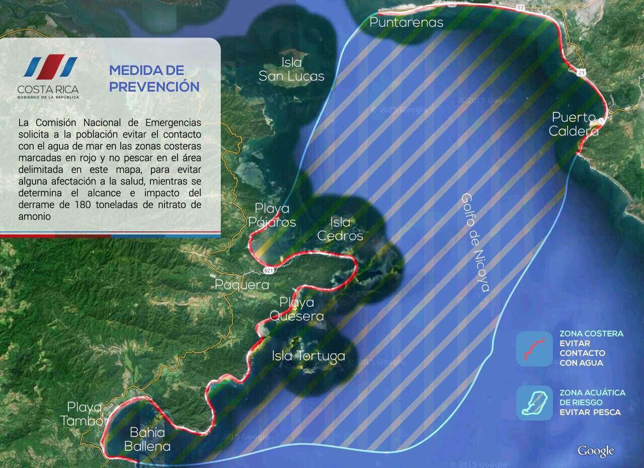 Zonas de riesgo delimitadas por la Comisión Nacional de Emergencias.