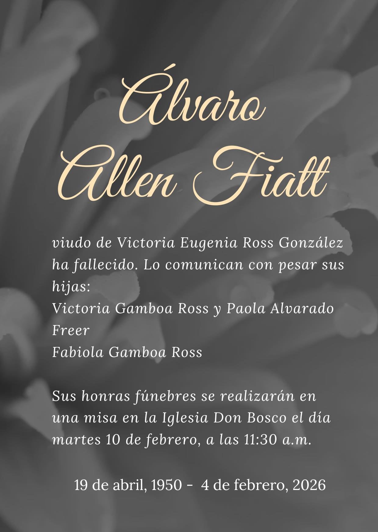 Vicki Ross publicó esta esquela en su Facebook.