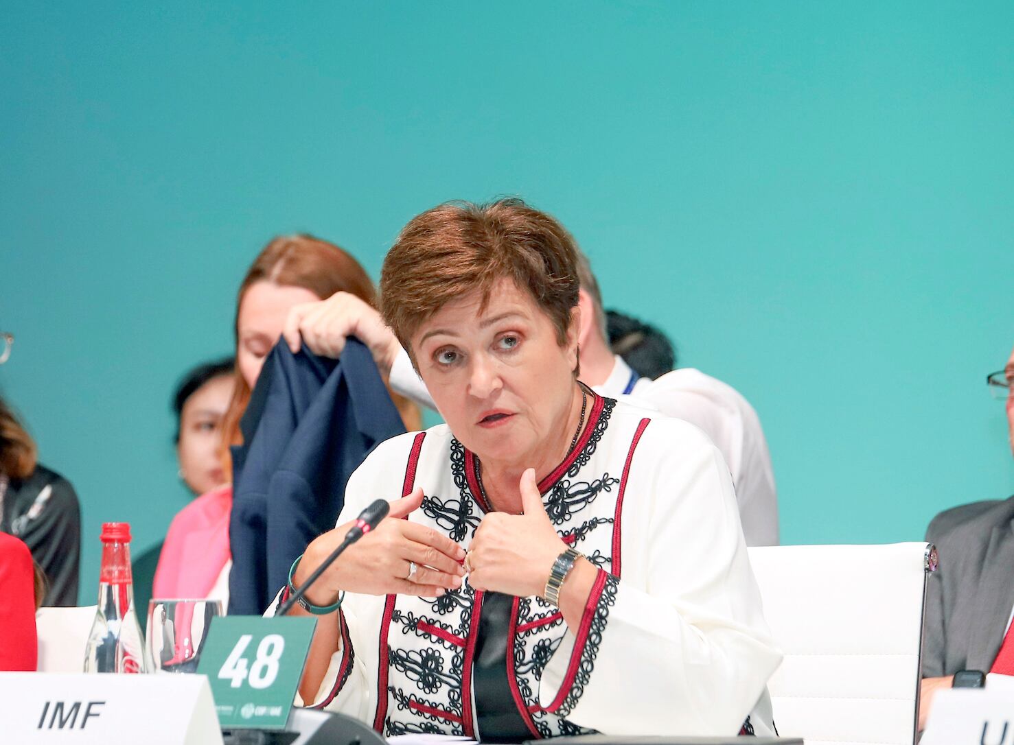 La directora general del FMI, Kristalina Georgieva, en un encuentro en la Conferencia de las Naciones Unidas sobre el Cambio Climático (COP28) el 1 de diciembre anterior en Dubái. Fotografía: Cortesía FMI