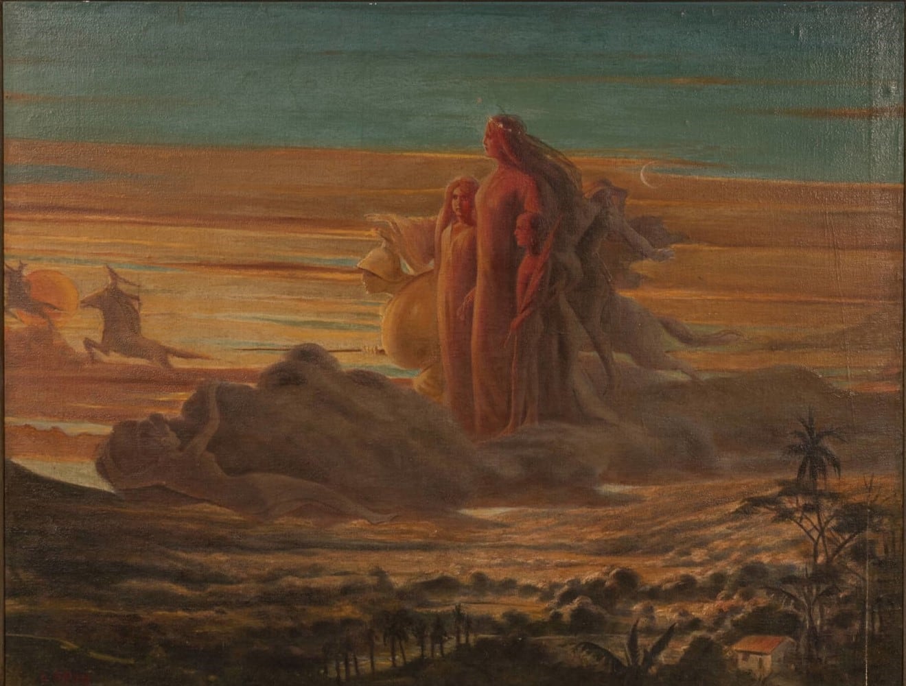 'El Ocaso', óleo, 65.8 x 85.8 cm, sin fecha, de Emil Span.