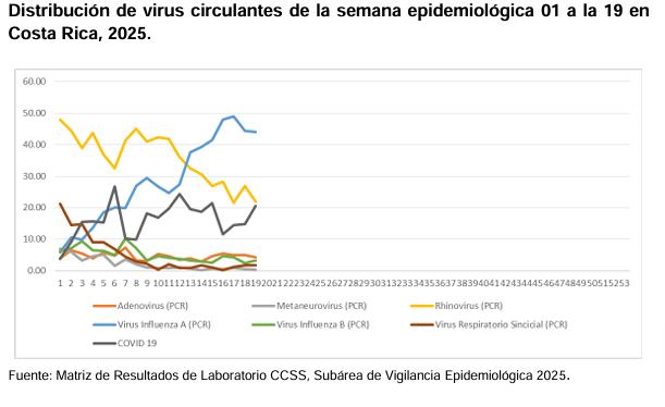 Imagen con el gráfico de la cirucación de los virus respiratorios.