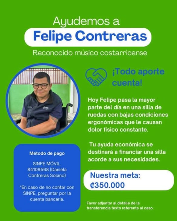 Campaña para ayudar al músico Felipe Contreras.