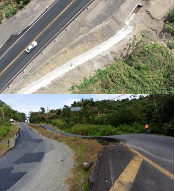 Uno de los principales cambios que perciben los conductores es que al pasar por el km 61 ya no existe el desnivel entre carriles provocado por el deslizamiento de la carretera. Foto: Lanamme para LN.