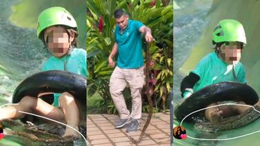 ¡Tremendo susto en Costa Rica! Niño se topó con una boa de casi dos metros en un tobogán de agua