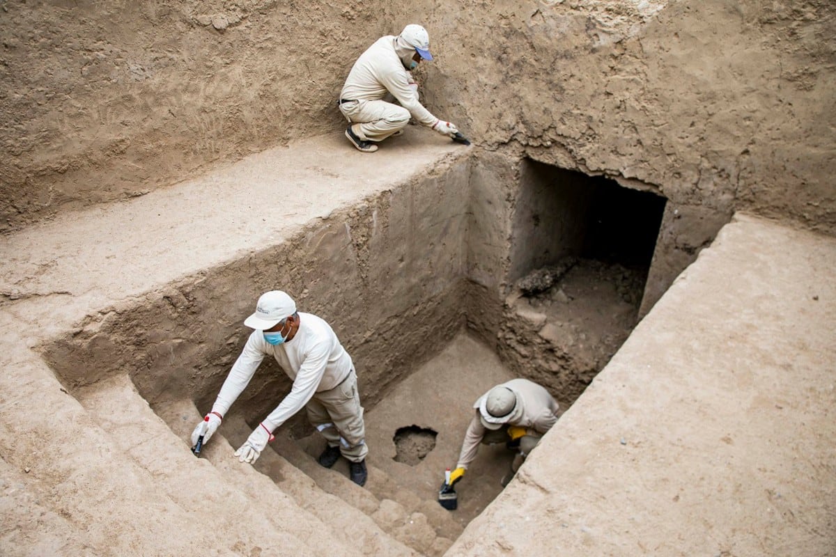 Trabajos arqueológicos en Chan Chan, Perú.