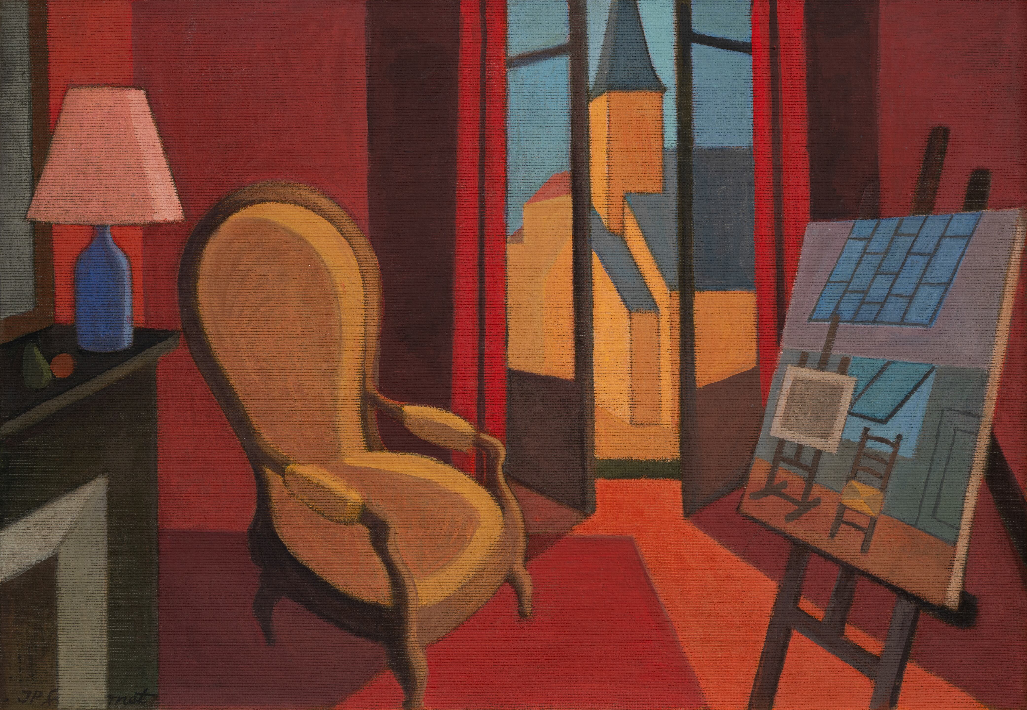 'Interior' es un óleo sobre tela de 67,5 x 95 cm pintado por Jean Pierre Guillermet.