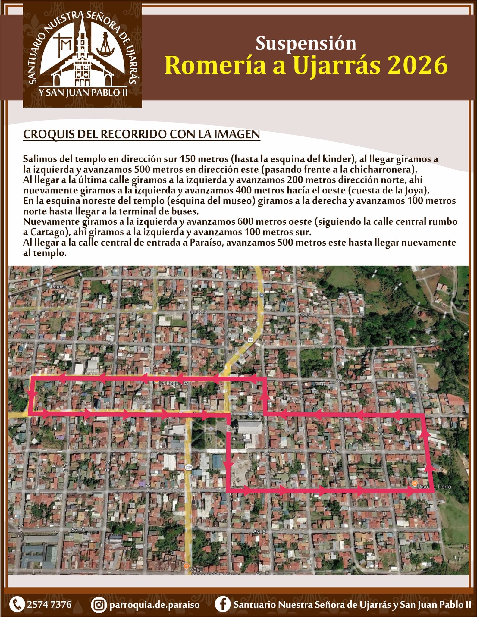 Recorrido con la imagen de Nuestra Señora de Ujarrás en Paraíso de Cartago.