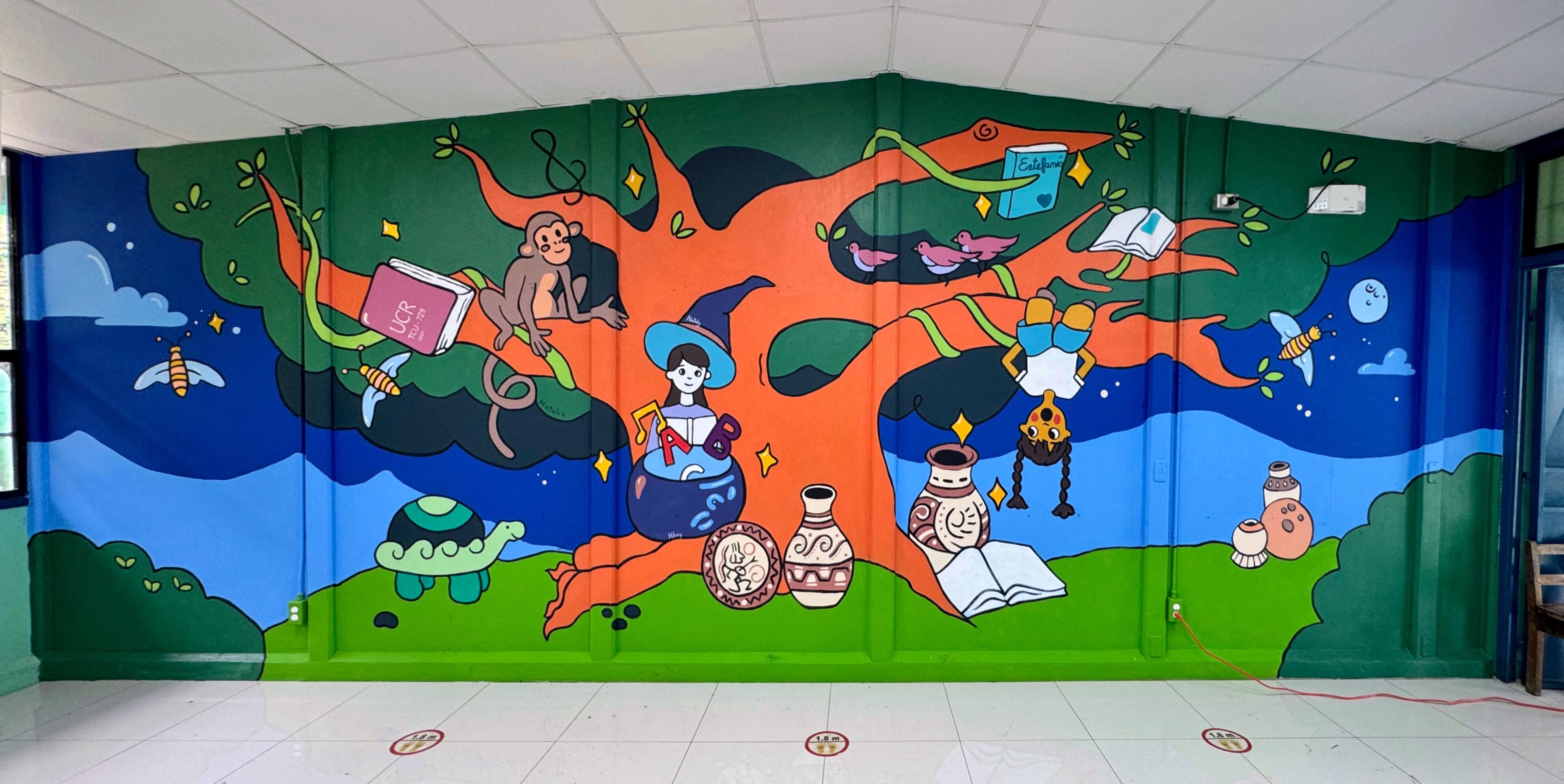 Uno de los murales creados para los rinconcitos de lectura.