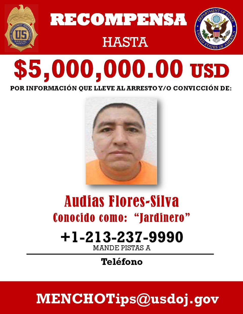 Audias Flores Silva, posible sucesor de 'El Mencho', era buscado por el gobierno de Estados Unidos.