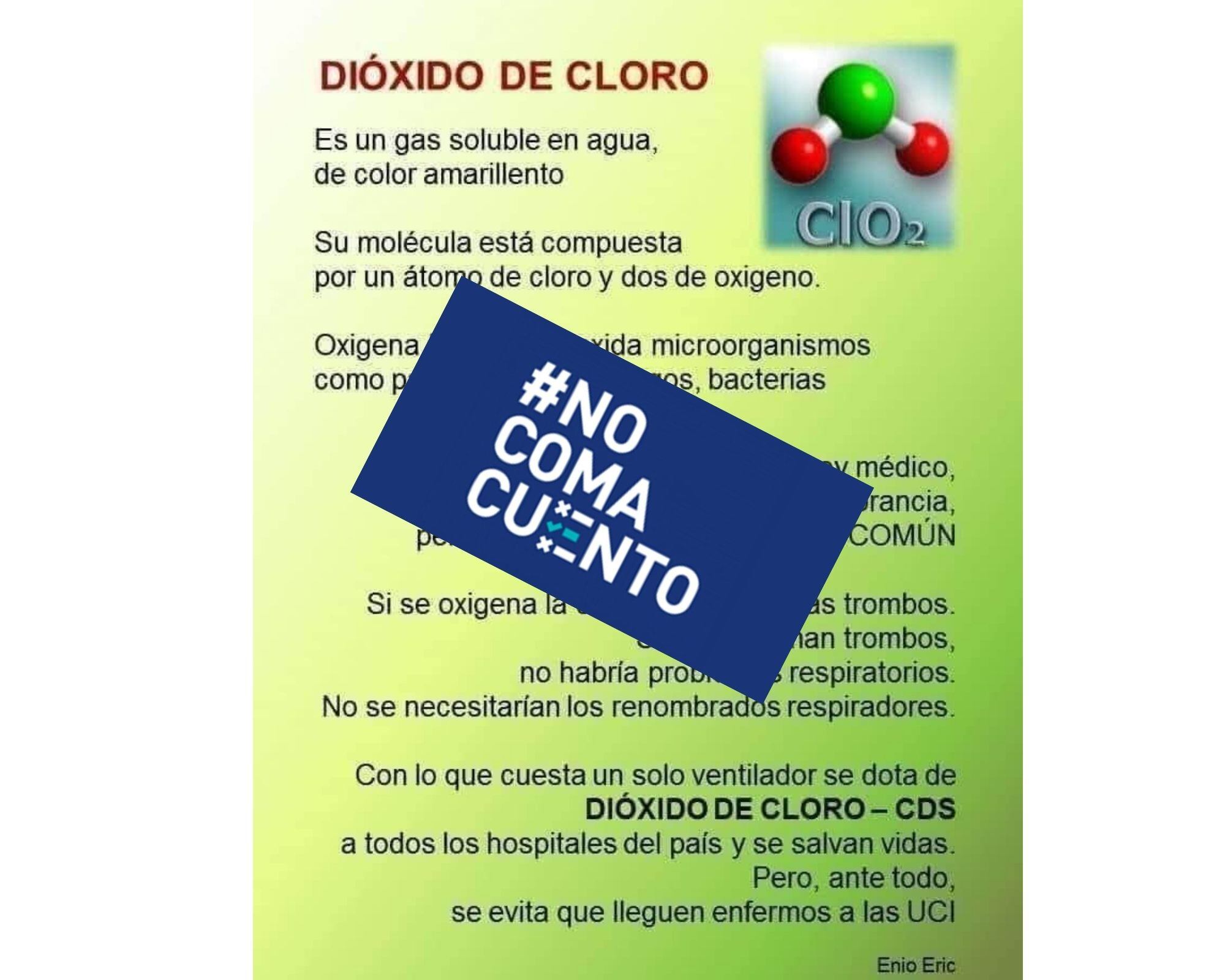 Esta imagen circula en WhatsApp y Facebook, a pesar de todas las advertencias de las entidades de salud de no ingerir dióxido de cloro vía oral como tratamiento contra la covid-19.
