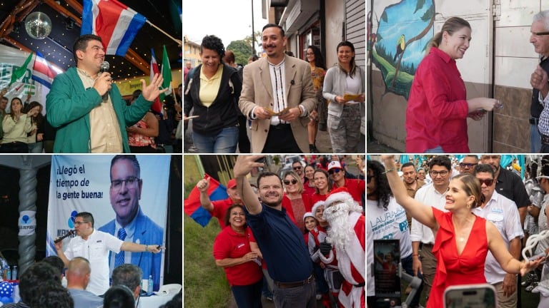 Las giras territoriales y las reuniones con distintos sectores han marcado la campaña de seis candidatos presidenciales. En el orden usual, Álvaro Ramos, PLN; Ariel Robles, FA; Claudia Dobles, Coalición Agenda Ciudadana; Fabricio Alvarado, Nueva República; Juan Carlos Hidalgo, PUSC y Laura Fernández, PPSD.