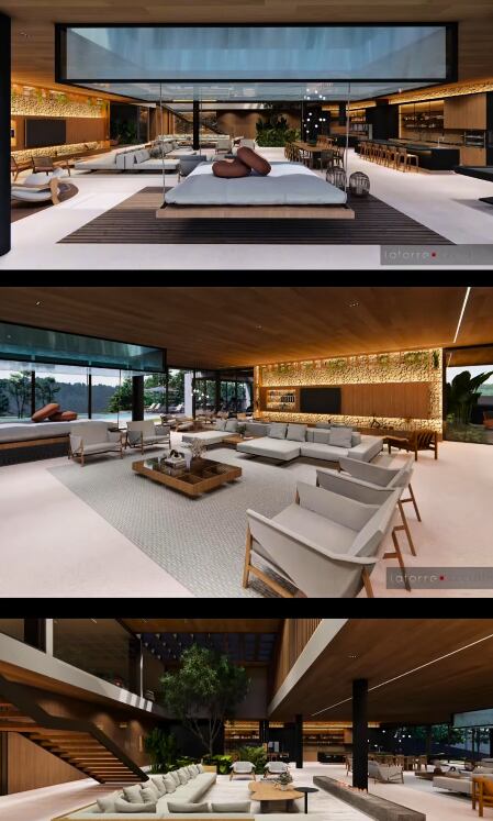 La casa tendrá un acuario de 40.000 litros ubicado en el techo del salón, diseñado para albergar un tiburón.