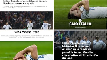 ‘Italia arde en el peor de los infiernos’, titula la prensa mundial tras la tercera eliminación consecutiva de la tetracampeona