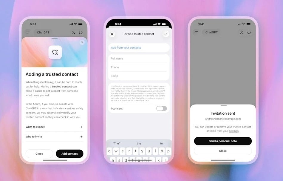 (Foto de ARCHIVO)
Función de Contacto de confianza de ChatGPT.
REMITIDA / HANDOUT por OPENAI
Fotografía remitida a medios de comunicación exclusivamente para ilustrar la noticia a la que hace referencia la imagen, y citando la procedencia de la imagen en la firma
08/5/2026