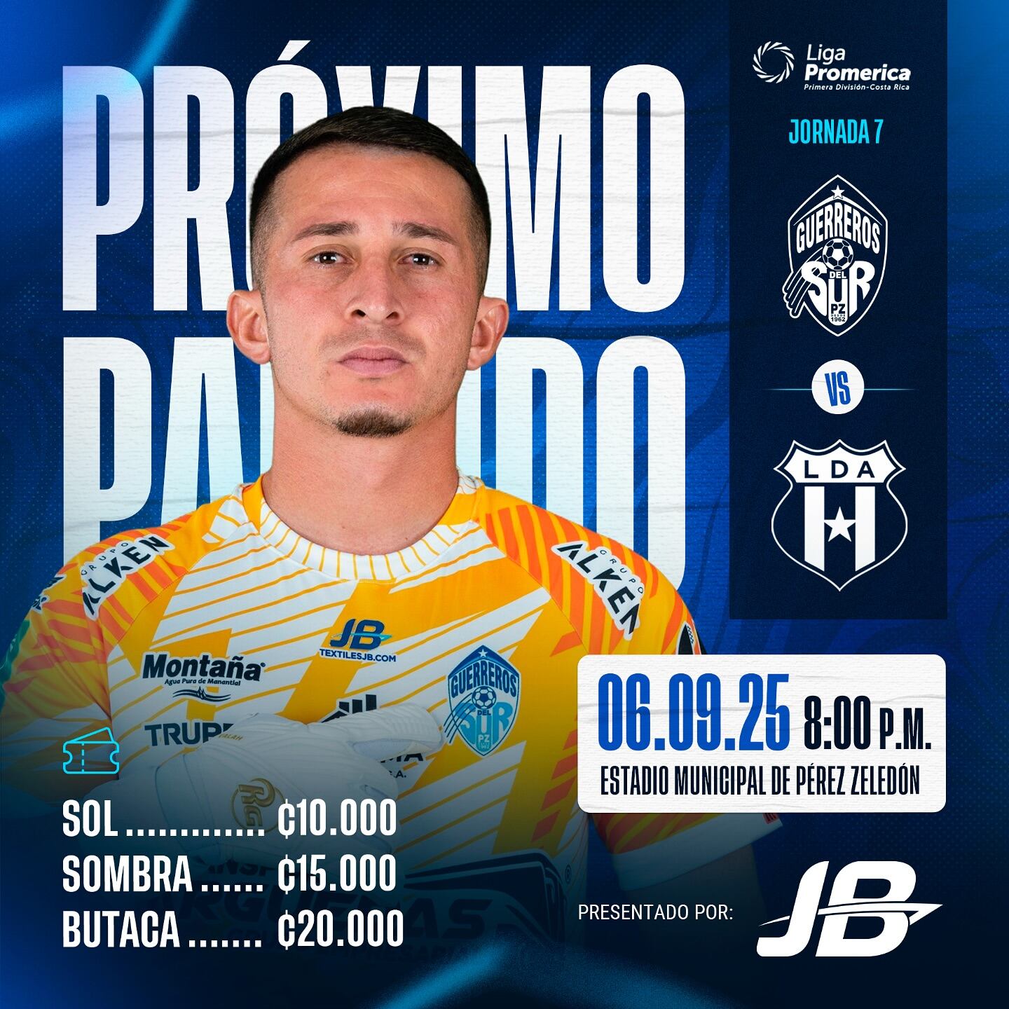 Así anuncia Pérez Zeledón el partido del sábado 6 de setiembre contra Liga Deportiva Alajuelense.