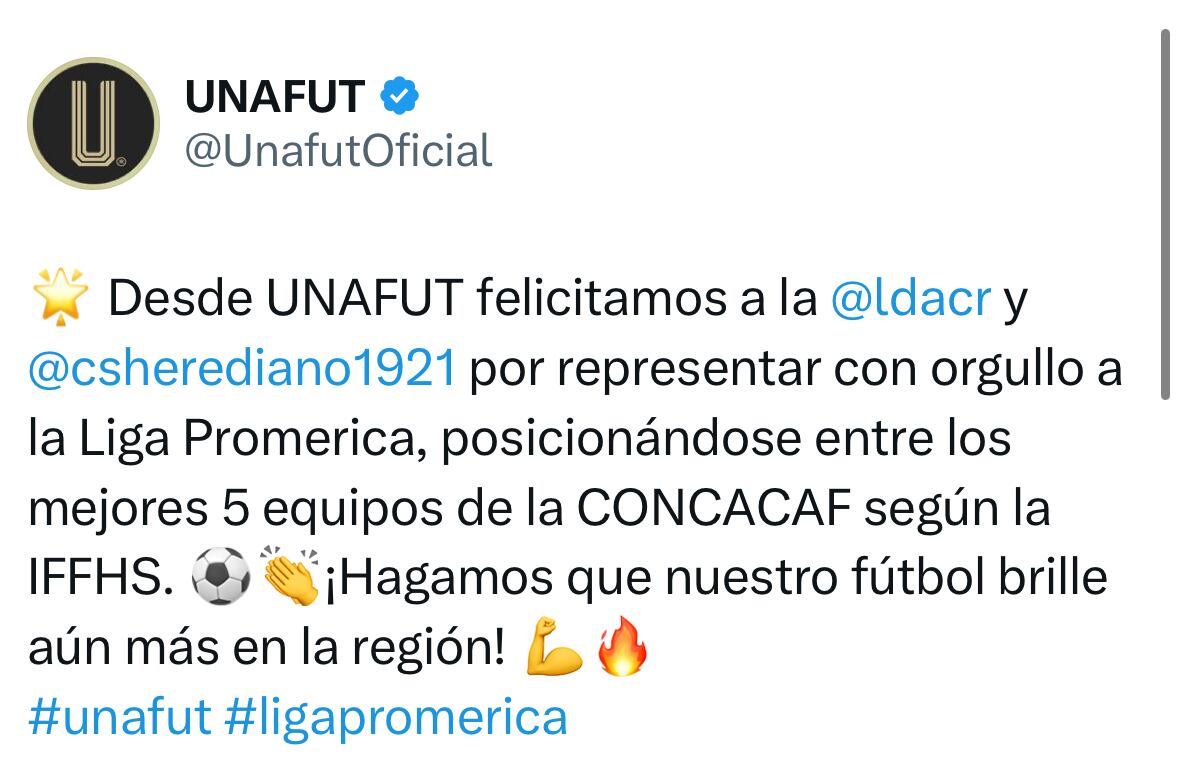 Este es el mensaje que la Unafut le dedicó a Liga Deportiva Alajuelense y Herediano.