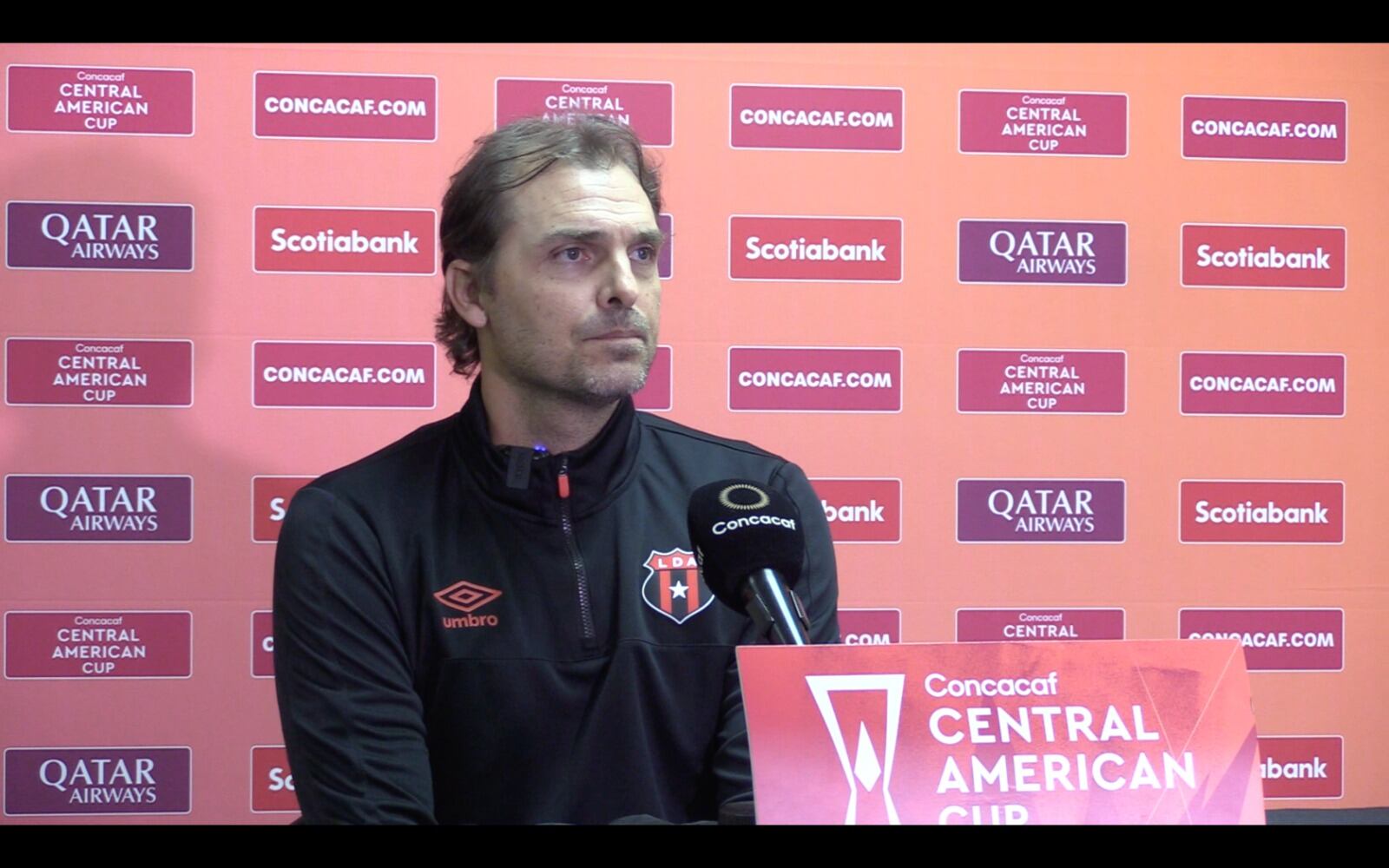 Andrés Carevic ofreció la rueda de prensa en Ciudad de Panamá, un día antes del partido entre Sporting San Miguelito y Alajuelense, en la Copa Centroamericana de Concacaf.