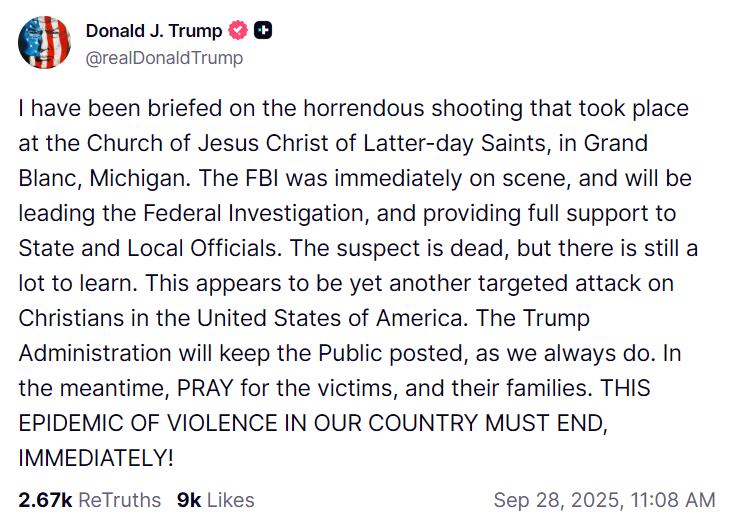 Reacción de Trump ante el tiroteo