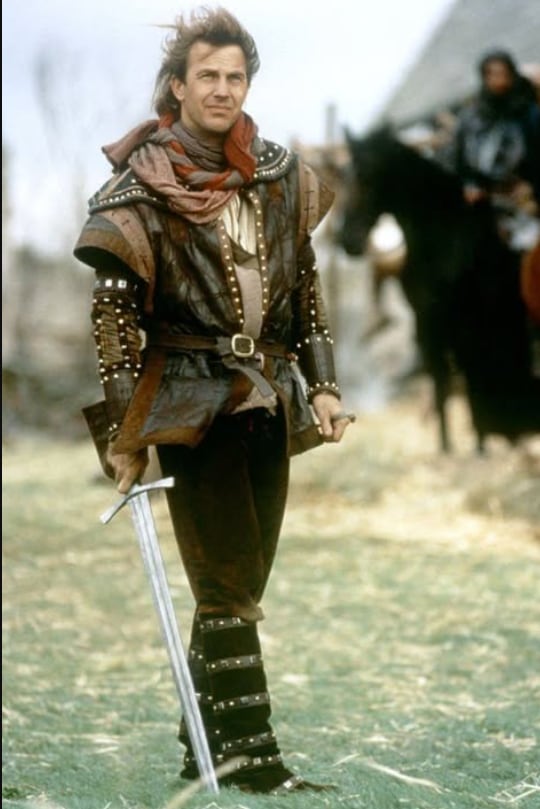 Imagen de Kevin Costner en su papel en la película Robin Hood.