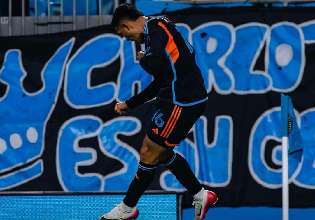 Alonso Martínez festeja su gol con el New York City FC ante el Charlotte FC, por los playoffs de la MLS.