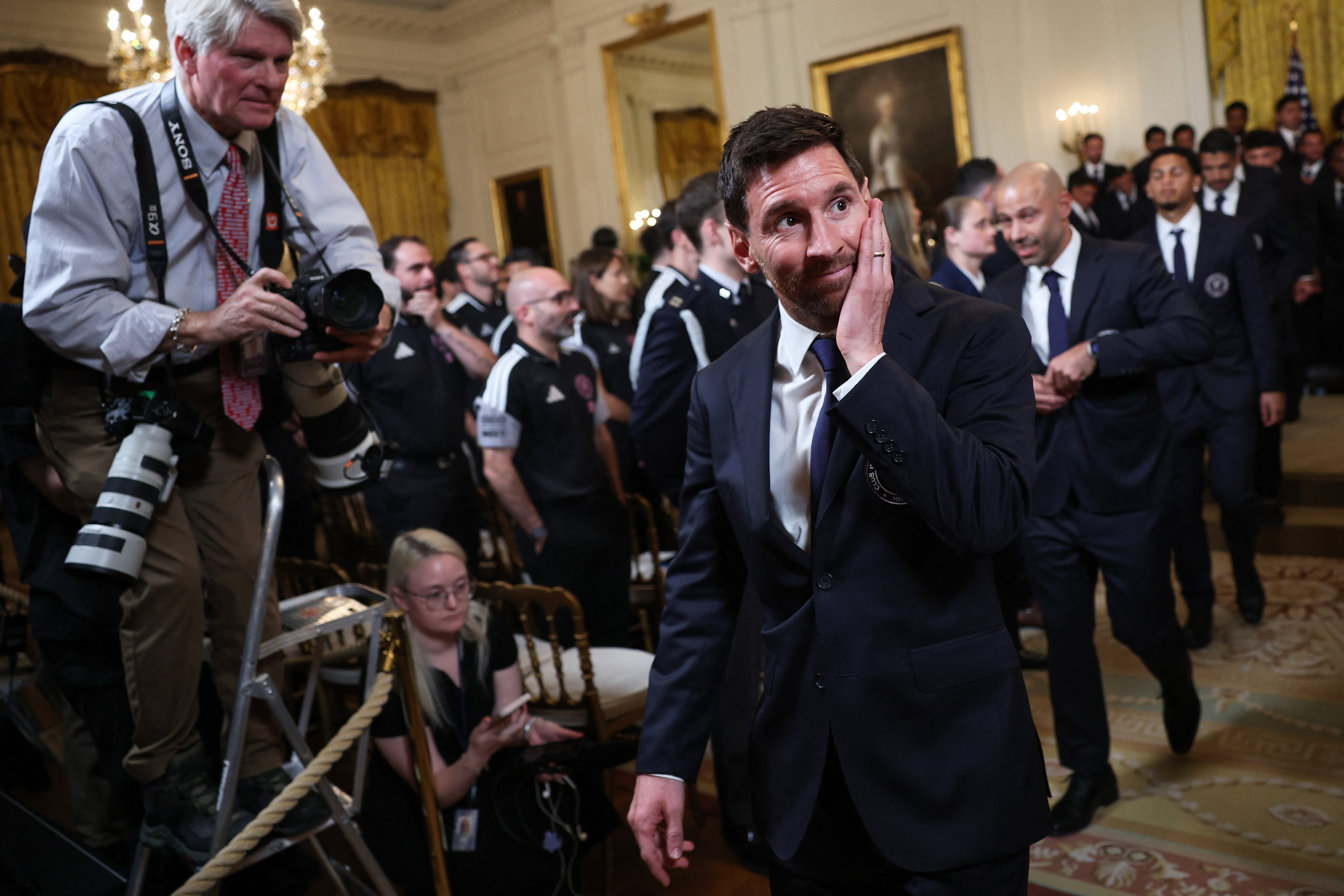 Las reacciones de Lionel Messi en la Casa Blanca se percibían espontáneas.
