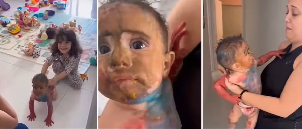 Una niña de 4 años cubrió con pintura guache a su hermana de 10 meses mientras jugaban solas en su casa