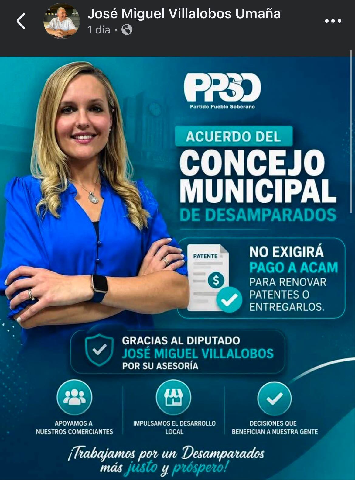 Villalobos celebró la decisión con un posteo en sus redes sociales.
