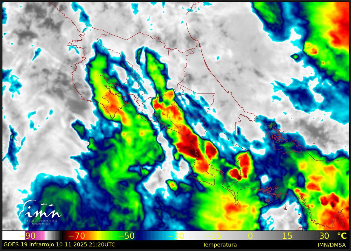 Al país ingresará el empuje frío #3. (Imagen satelital del IMN).