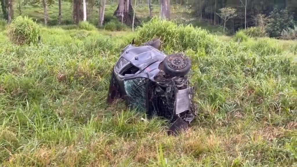 Tras chocar con la baranda de protección, el vehículo quedó a unos 15 metros de la vía principal.