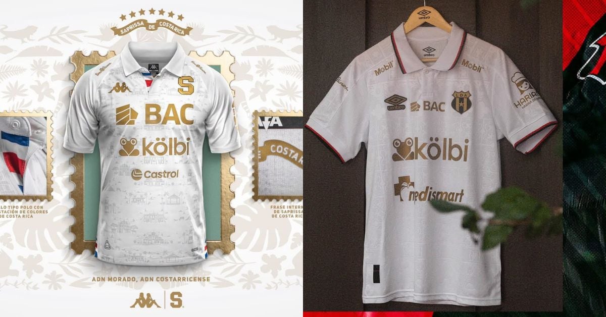 Esta es la comparación de los uniformes de Saprissa y Alajuelense, ambos son los de visitante de la temporada 2026 - 2027.