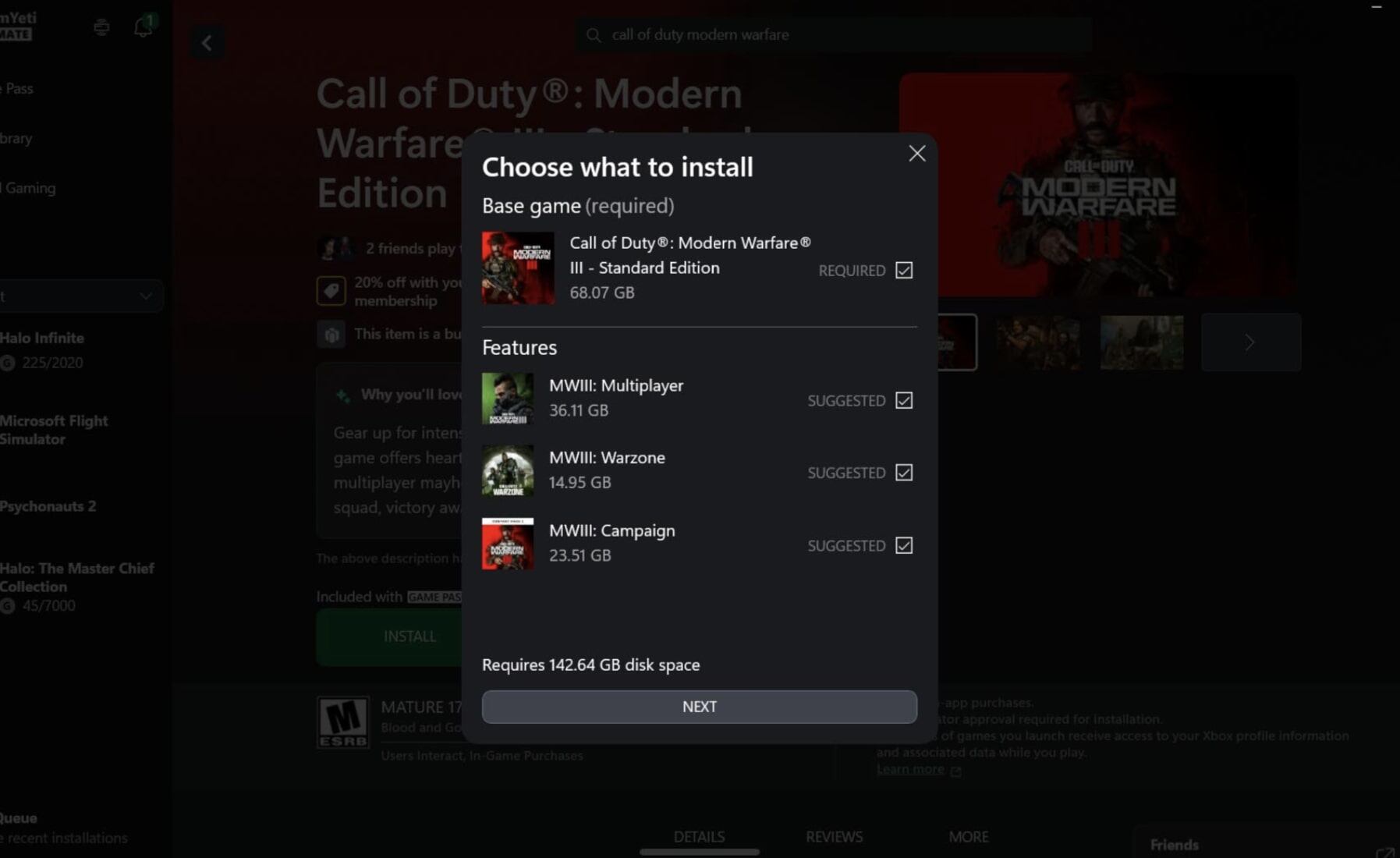 Este cambio es perfecto para juegos como Call of Duty, que incluyen tres en uno, para que los jugadores puedan escoger qué sí y qué no descargar. Foto: Xbox Wire.