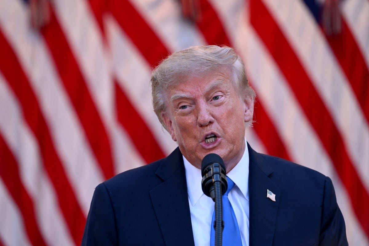 El presidente de Estados Unidos, Donald Trump, habla durante una cena en el Jardín de las Rosas de la Casa Blanca, en Washington D. C., el 2 de septiembre de 2026.