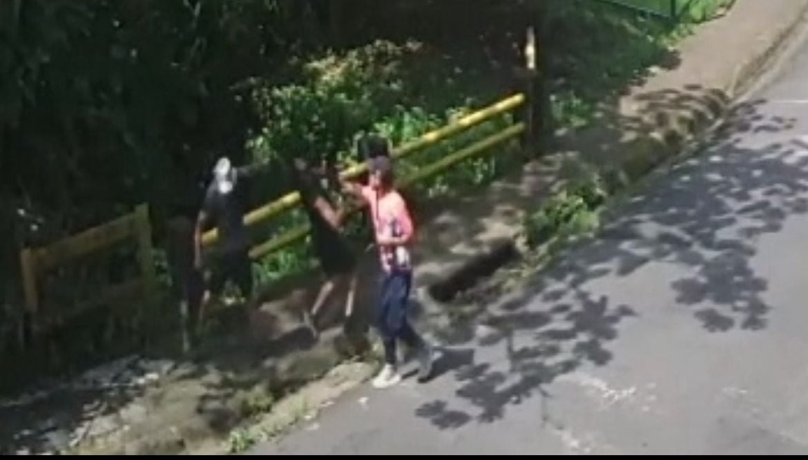 Una cámara de vigilancia captó el momento en que dos delincuentes asaltaron a un corredor en Desamparados de Alajuela.