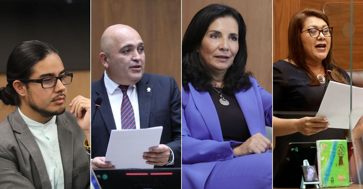 En la imagen, los legisladores Jonathan Acuña (izquierda), Alejandro Pacheco, Paulina Ramírez, y Sonia Rojas (derecha)