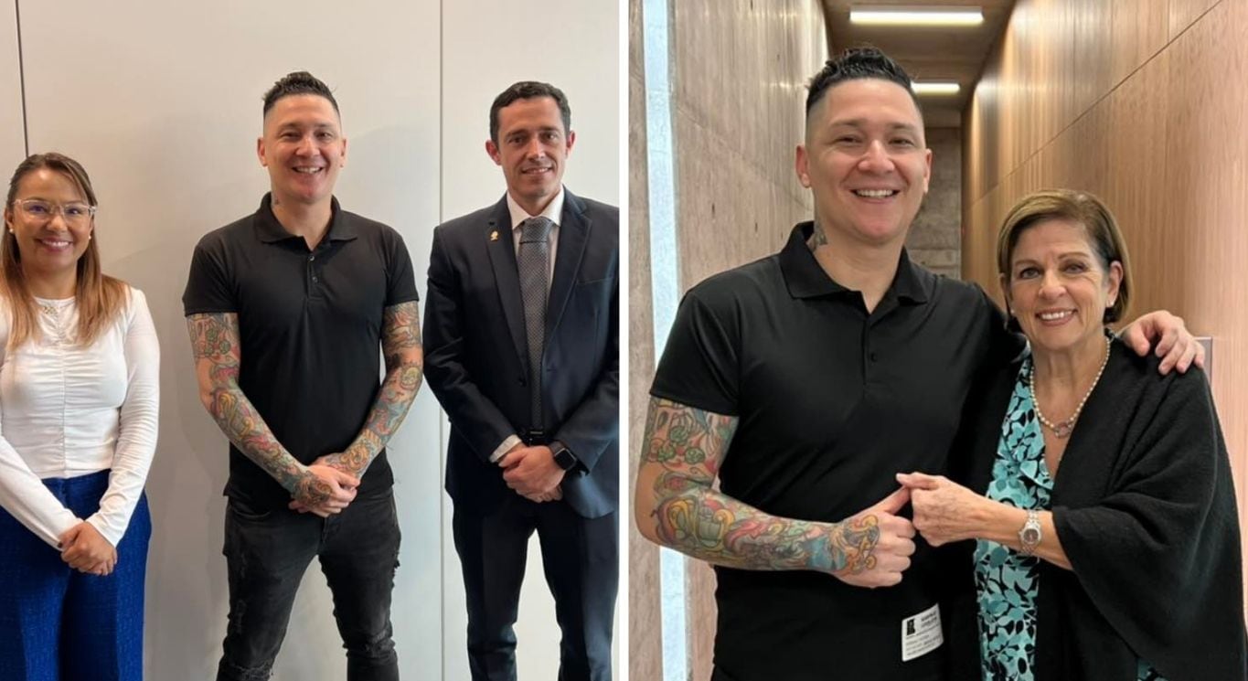 Robert Barrantes junto a los diputados Pilar Cisneros (derecha), Paola Nájera (izquierda) y Manuel Morales, todos del Partido Progreso Social Democrático (PPSD), que llevó al presidente Rodrigo Chaves al poder.