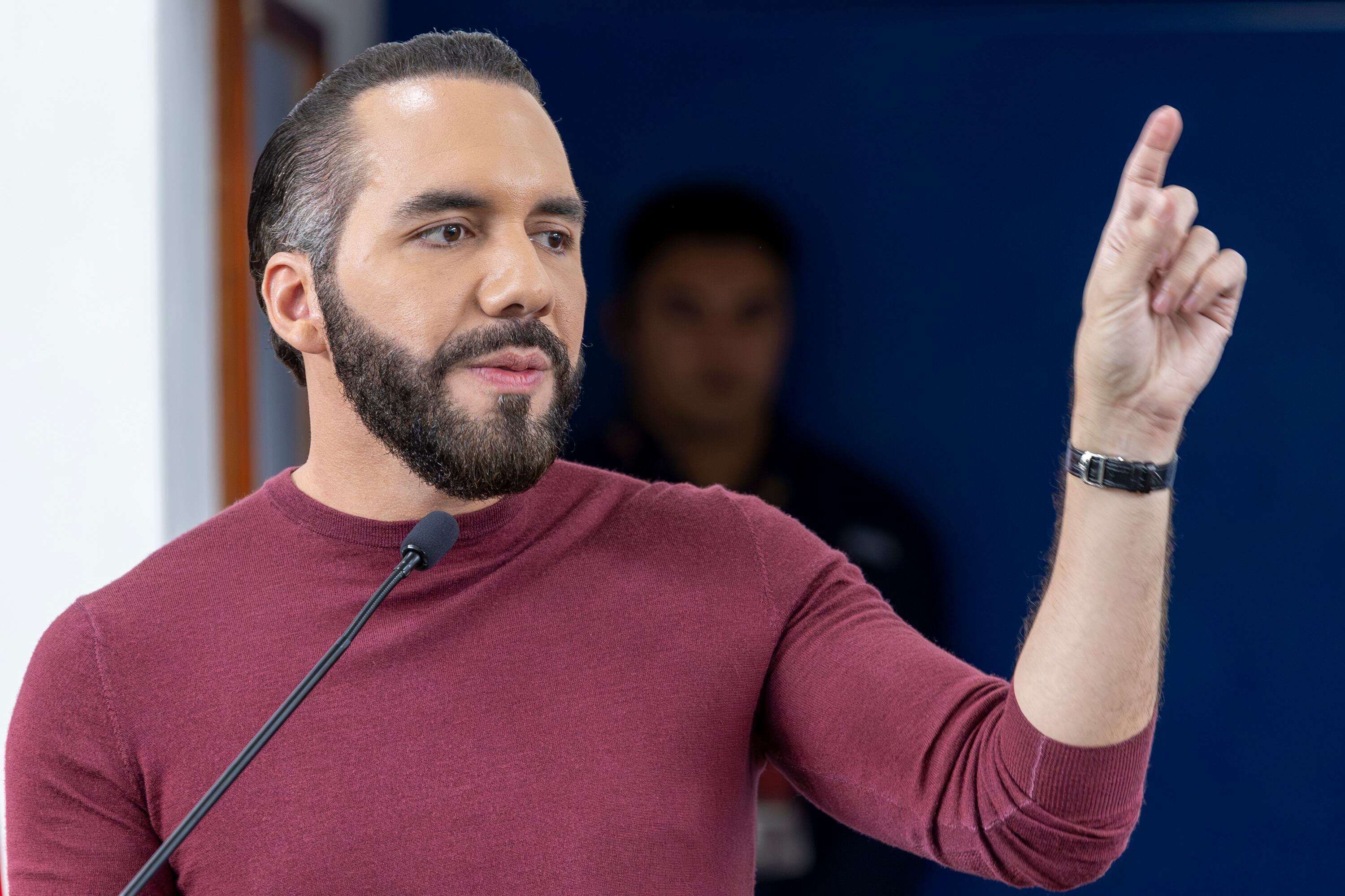 Nayib Bukele, presidente de El Salvador, durante su última visita a Costa Rica en noviembre de 2024, en un evento oficial.