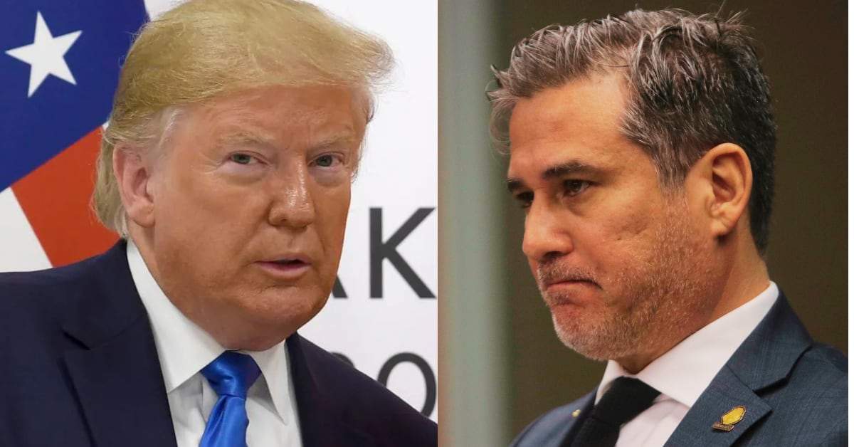 Dos hombres de traje en una fotocomposición