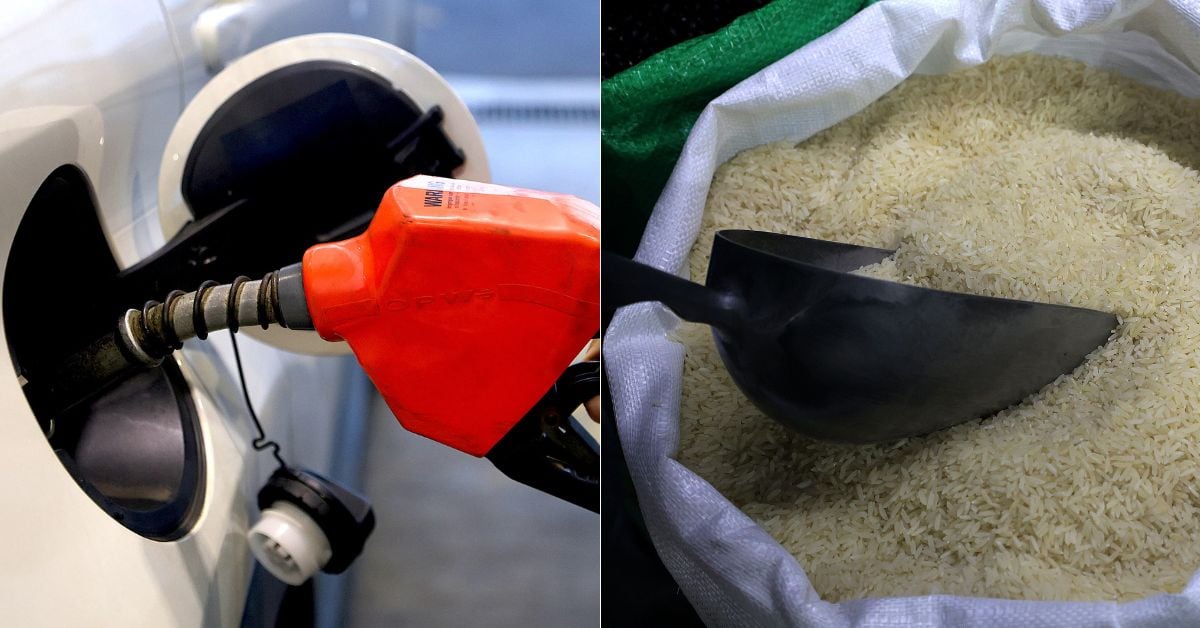 En la imagen, una bomba de gasolina y arroz