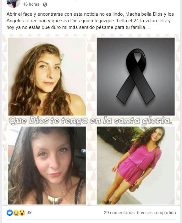 En redes sociales, allegados a la joven se mostraron asombrados por el deceso. El motivo del asesinato está en investigación. Foto: Tomada del Facebook.