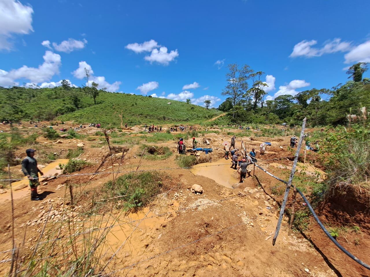 La finca Vivoyet, ubicada en Crucitas de San Carlos, vive una invasión masiva de mineros ilegales facilitada por la salida de la Fuerza Pública del lugar, desde el 17 de julio