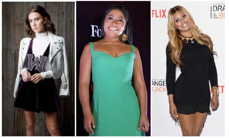 Las actrices Millie Bobby Brown, Yalitza Aparicio y Laverne Cox se unieron a la campaña 'Porque ella vio', con la que Netfix y la ONU conmemoraron el Día de la Mujer. Fotografía: Archivo