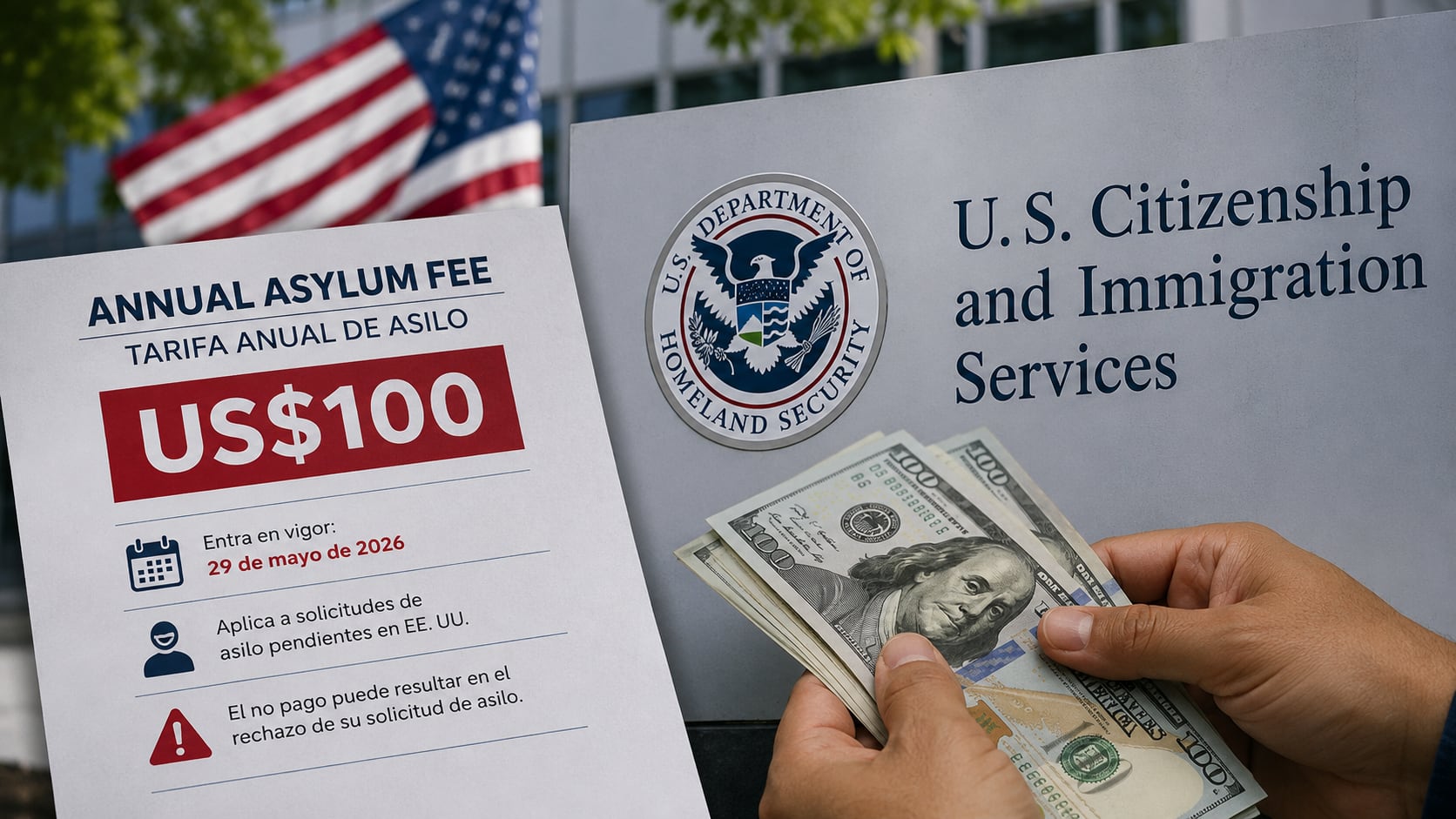 Los migrantes con solicitudes de asilo pendientes deberán pagar $100 al año o enfrentar rechazo del caso.