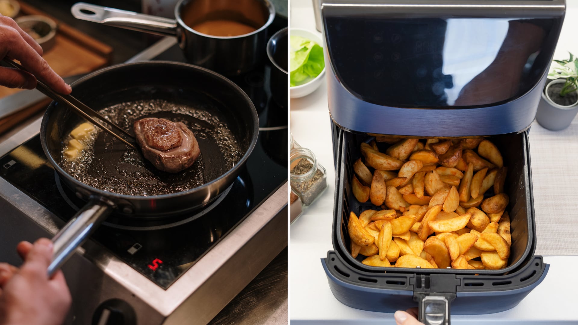 Freír en sartén genera más compuestos contaminantes que usar freidora de aire, aunque depende de la grasa del alimento.