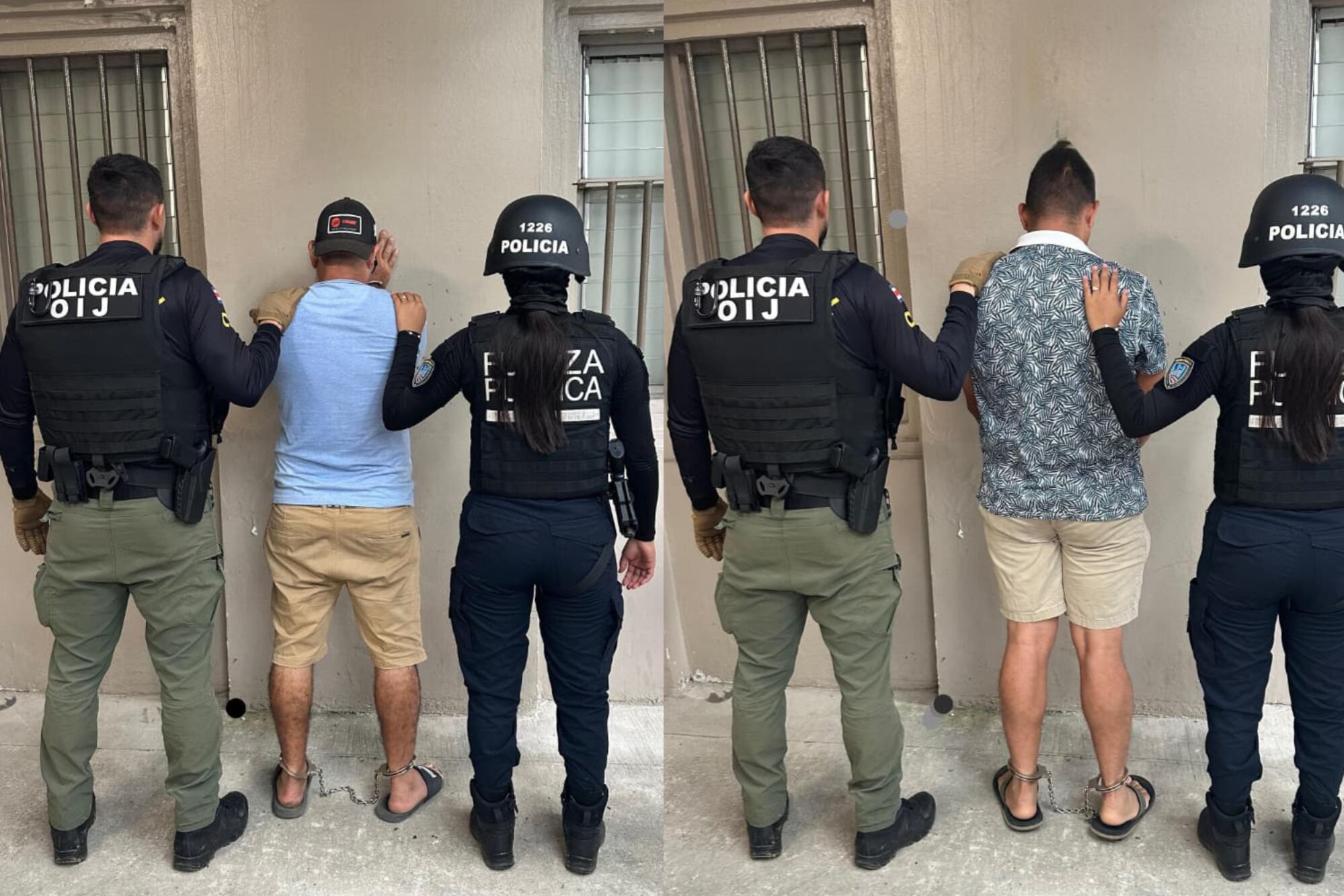 Los sujetos fueron puestos a las órdenes de la Fiscalía luego de su detención este viernes en Cahuita. Fotografía: