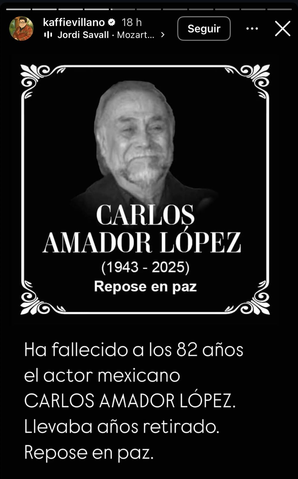 La Asociación Nacional de Intérpretes compartió sus condolencias a la familia del intérprete.